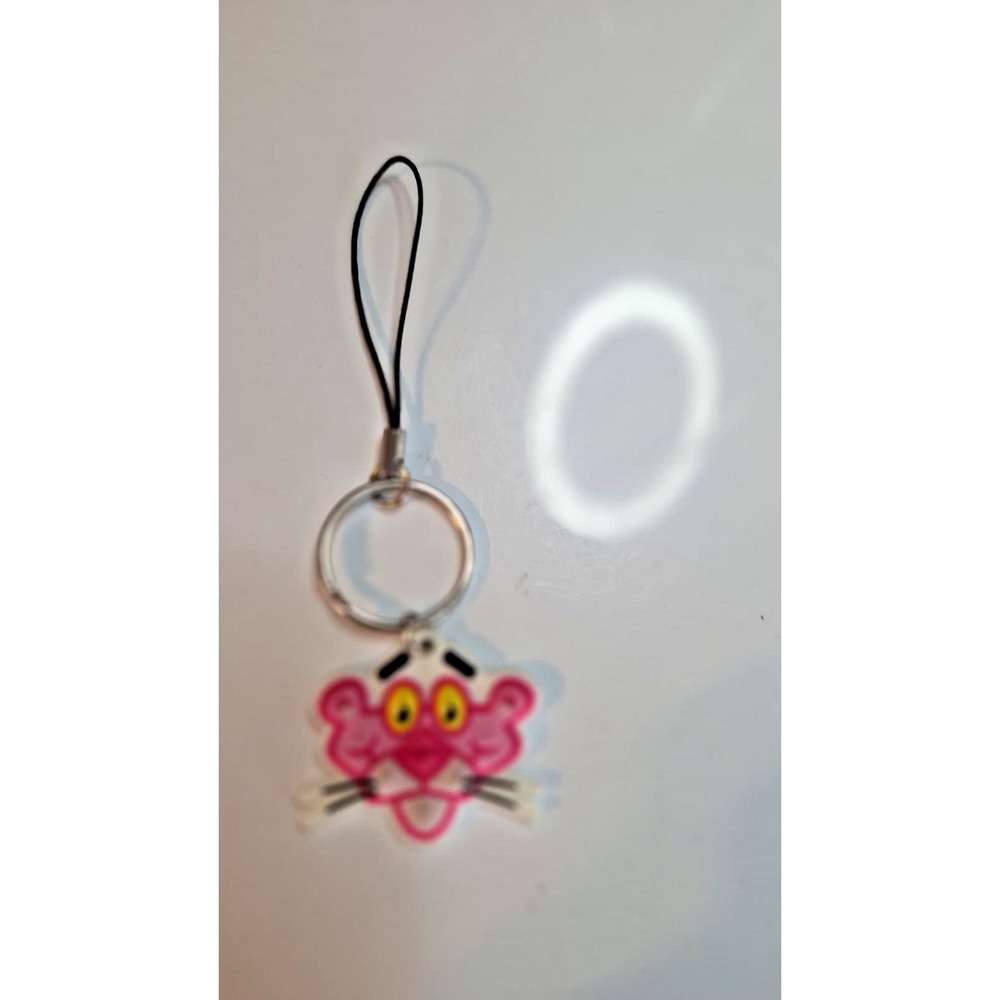 Vintage Pink Panther Keychain Phone Charm Rubber Pendant Key Ring Bag Accessory - Picture 2 of 3
